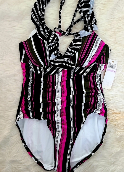 Anne Cole  Printed Ruffle One-Piece Swimsuit, size 6, Multi - Picture 2 of 4